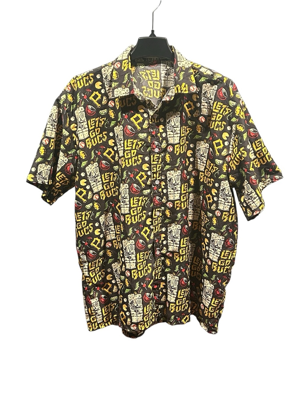 Pittsburgh Pirates Let’s Go Bucs Hawaiian Luau Shirt Black Yellow Size XL Levin